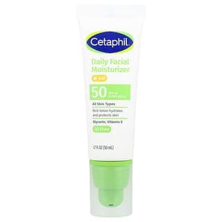 Cetaphil, 日常面部保濕霜,抗曬,SPF 50,無香,1.7 液量盎司(50 毫升)