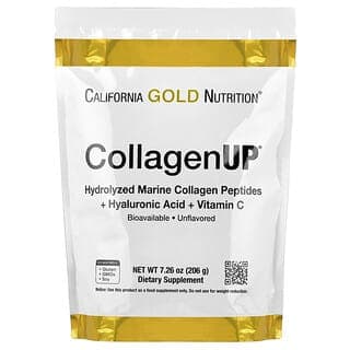 California Gold Nutrition, CollagenUP®,水解海洋膠原蛋白肽 + 透明質酸和維生素 C,原味,7.26 盎司(206 克)