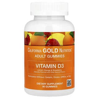 California Gold Nutrition, 維生素 D3 軟糖,檸檬、橙子和草莓味,90 粒(每粒 25 毫克 1000 國際單位)