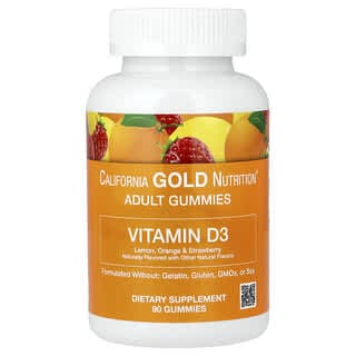 California Gold Nutrition, 維生素 D3 軟糖,檸檬、橙子和草莓味,90 粒(每粒 25 毫克 1000 國際單位)