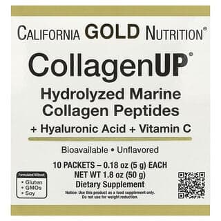 California Gold Nutrition, CollagenUP®,水解海洋膠原蛋白肽 + 透明質酸和維生素 C,原味,10 袋,每袋 0.18 盎司(5 克)