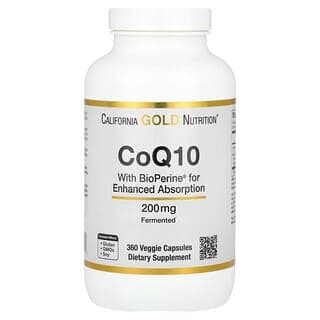 California Gold Nutrition, 輔酶 Q10 含 BioPerine® 黑胡椒提取物素食膠囊,200 毫克,360 粒
