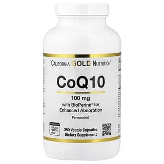 California Gold Nutrition, 輔酶 Q10,泛醌 USP,含 Bioperine® 黑胡椒提取物,生物利用率提高,100 毫克,360 粒素食膠囊