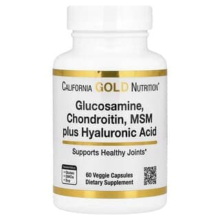 California Gold Nutrition, 氨基葡萄糖,軟骨素,甲基磺酰甲烷(MSM)加透明質酸,60 粒素食膠囊