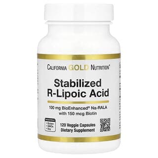 California Gold Nutrition, 穩定 R-硫辛酸,含 Bio-Enhanced® Na-RALA 和生物維生素,120 粒素食膠囊