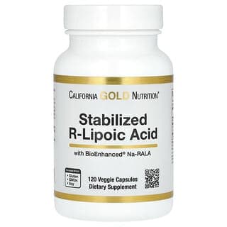 California Gold Nutrition, 穩定 R-硫辛酸,含 Bio-Enhanced® Na-RALA 和生物維生素,120 粒素食膠囊