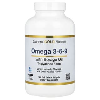 California Gold Nutrition, Omega 3-6-9,含 Omega-3 魚油和琉璃苣籽油,EPA、DHA、GLA 和亞油酸,天然檸檬味,180 粒魚明膠軟膠囊