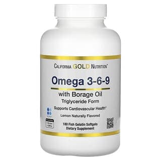 California Gold Nutrition, Omega 3-6-9,含 Omega-3 魚油和玻璃苣籽油、EPA、DHA、GLA 和亞油酸,天然檸檬味,180 粒軟膠囊
