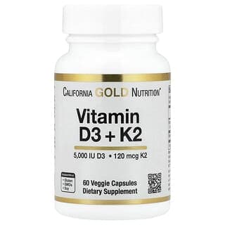 California Gold Nutrition, 維生素 D3 + K2(MK-7)素食膠囊,60 粒