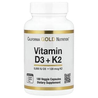 California Gold Nutrition, 維生素 D3 + K2(MK-7),180 粒素食膠囊