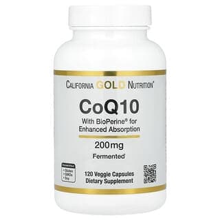 California Gold Nutrition, 輔酶 Q10 素食膠囊,含 Bioperine® 和黑胡椒提取物,生物利用率提高,200 毫克,120 粒