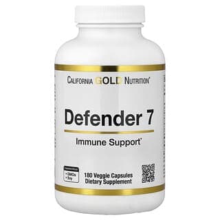 California Gold Nutrition, Defender 7,含維生素 A、C、D3、B6、鋅、硒和 β-葡聚糖,180 粒素食膠囊