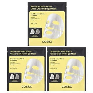 CosRx, 高級蝸牛黏蛋白亮澤水凝膠美容面膜,3 片,1.19 盎司(34 克)