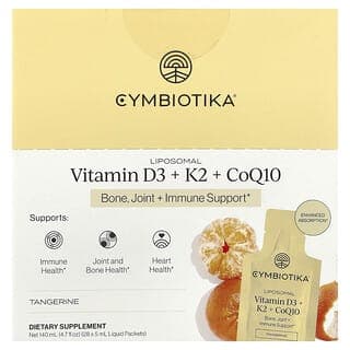 Cymbiotika, Liposomal Vitamin D3 + K2 + CoQ10, Tangerine, 28 Liquid Packets, 0.17 fl oz (5 ml) Each