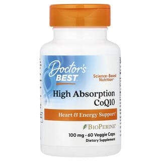 Doctor's Best, 高吸收率輔酶 Q10,含 BioPerine,100 毫克,60 粒素食膠囊