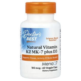 Doctor's Best, 天然維生素 K2 MK-7,含 D3,180 微克,60 粒素食膠囊