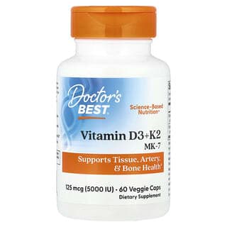 Doctor's Best, 維生素 D3 + K2,MK-7,60 粒素食膠囊