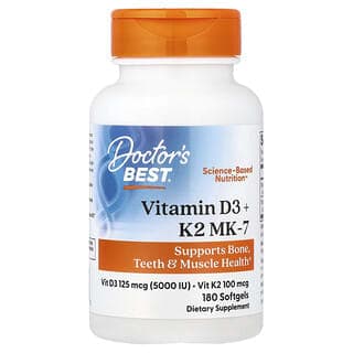 Doctor's Best, 維生素 D3 + k2 MK-7,180 粒軟膠囊
