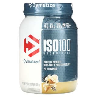 Dymatize, ISO 100, Hydrolyzed,全分離乳清蛋白質粉,美味香草味,1.3 磅(600 克)