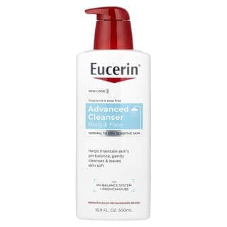 Eucerin, 高級清潔,身體和面部清潔劑,無香料,16.9 盎司(500 毫升)
