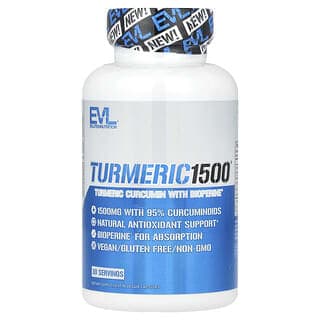 EVLution Nutrition, Turmeric 1500®,含 BioPerine® 姜黃素,90 粒素食膠囊