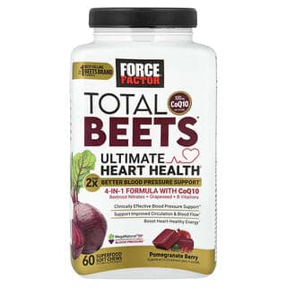 Force Factor, Total Beets®,含輔酶 Q10,高階心臟健康,石榴漿果味,60 片 Superfood 軟咀嚼片