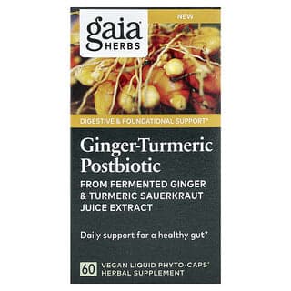 Gaia Herbs, 生姜-姜黃益生素,60 粒全素液體 Phyto-Caps 膠囊(每粒 0.6 克)