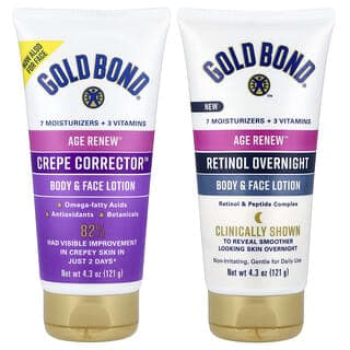 Gold Bond, Age Renew® 日夜雙效身體面部潤膚乳,2 瓶,每瓶 4.3 盎司(121 克)