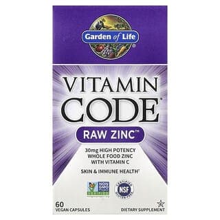 Garden of Life, Vitamin Code,Raw Zinc,60 粒全素膠囊