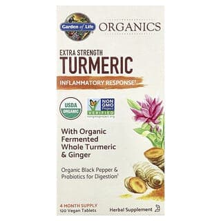 Garden of Life, Organics,特強型姜黃,炎性反應,120 片全素片