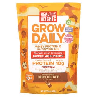 Healthy Heights, 每日成長,乳清蛋白和營養混合物,適合 10 歲以上的男孩,巧克力,23.6 盎司(670 克)
