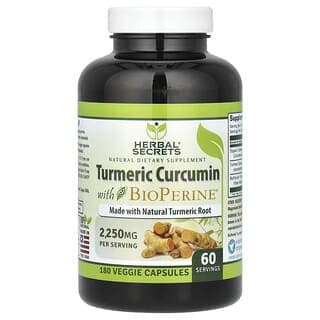 Herbal Secrets, 薑黃素,含 BioPerine,2250 毫克,180 粒素食膠囊(每份 750 毫克)