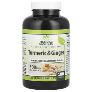 Herbal Secrets, 薑黃和姜,500 毫克,180 粒素食膠囊