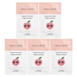 Idealove, Superfood Skin Savior,Pretty as a Peach,5 片美容面膜,每片 0.68 液量盎司(20 毫升)