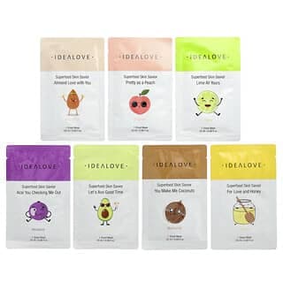 Idealove, Superfood 皮膚救援美容面膜,多種包裝,7 片,每片 0.68 液量盎司(20 毫升)