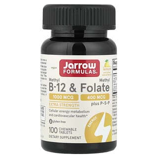 Jarrow Formulas, 全素甲基 B-12 和甲基葉酸,特強型,檸檬味,100 片咀嚼片