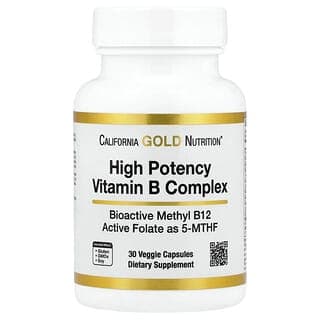 California Gold Nutrition, 優效維生素 B 複合物,含甲基葉酸和甲基 B12,30 粒素食膠囊