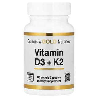 California Gold Nutrition, 維生素 D3 + K2,60 粒素食膠囊