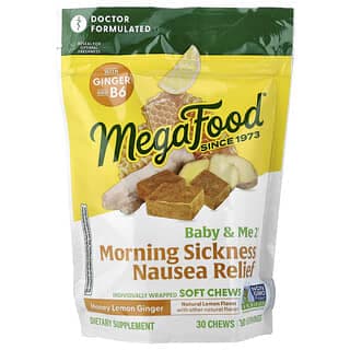 MegaFood, Baby & Me2®,晨吐惡心緩解,蜂蜜檸檬姜,30 粒咀嚼片