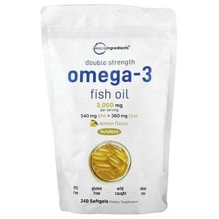 Micro Ingredients, 雙重功效 Omega-3 魚油,檸檬味,240 粒軟膠囊(每粒 1,000 毫克)