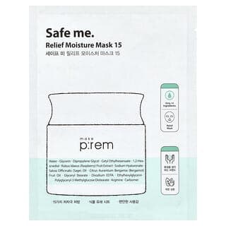make p:rem, Safe Me,舒緩保濕美容面膜 15,1 片,0.84 液量盎司(25 毫升)