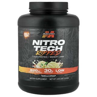 肌肉科技, Nitro-Tech® Ripped,瘦蛋白 + 輕體,香草奶油味,4 磅(1.81 千克)