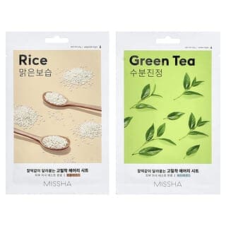 謎尚, Airy Fit 美容面膜,大米和綠茶,10 片,每片 0.67 盎司(19 克)