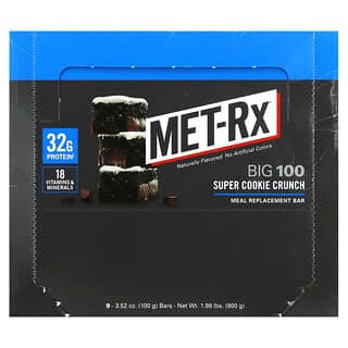 MET-Rx, Big 100,Meal Replacement Bar,超級曲奇餅乾,9 塊,每塊 3.52 盎司(100 克)