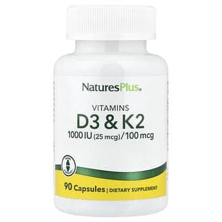 NaturesPlus, 維生素 D3 和 K2,90 粒膠囊