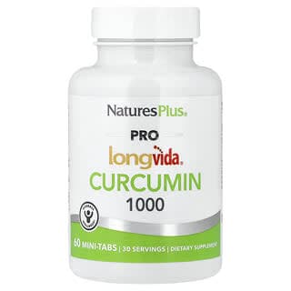 NaturesPlus, Pro Longvida®,薑黃素 1000,1000 毫克,60 片迷你片劑(每片 500 毫克)