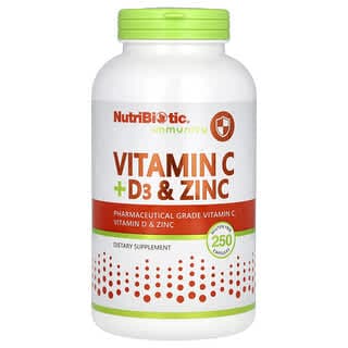 NutriBiotic, 機體抵抗,維生素 C + D3 和鋅,500 毫克,250 粒膠囊