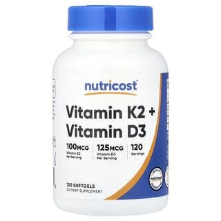 Nutricost, 維生素 K2 + 維生素 D3,120 粒軟膠囊