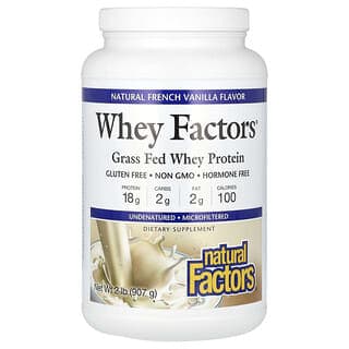 Natural Factors, 乳清因數,草飼乳清蛋白,天然法國香草香料,2 磅(907 克)