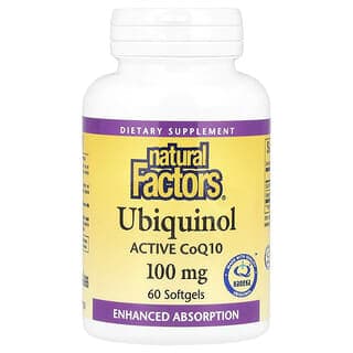 Natural Factors, 泛醇,QH活性輔酶Q10,100毫克,60粒